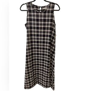 E Hyphen World Gallery Peace Navy White Checkered Cotton Tank Maxi Dress, OS